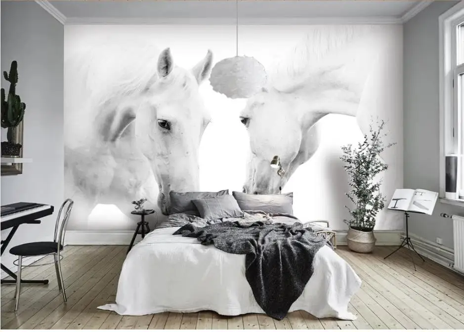 mural 3d wallpaper 3d wall papers for tv backdrop White horse background wall painting mural 3d wallpaper 3d wall papers for tv backdrop White horse background wall painting