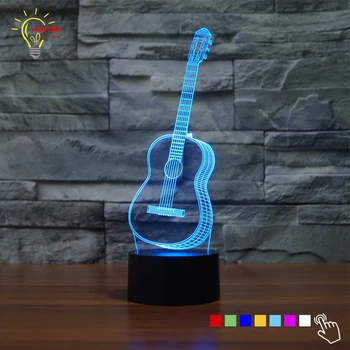 

Creative Instrument Guitar Shape LED Night Light Children 3D Luminaria Lamp for usb laptop Sensor LED Lighting Bedroom Decor