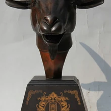 USPS в США S2494 1" Старый Китайский Фиолетовый Бронзовый Дворец Зодиак Год Овцы Козы Голова Статуя, Бюст