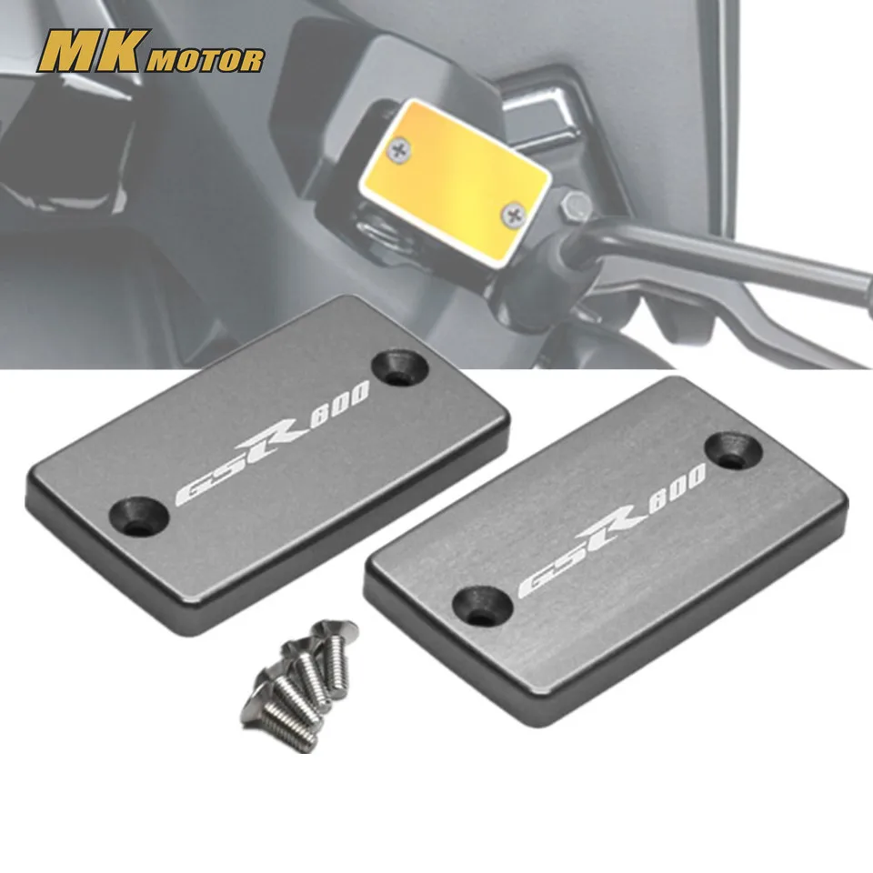 

GSR600 2PCS Motorcycle Aluminum Front Brake Fluid Reservoir Cover Cap For SUZUKI GSR 600 2006-2011 GSR 600F 1993-2006