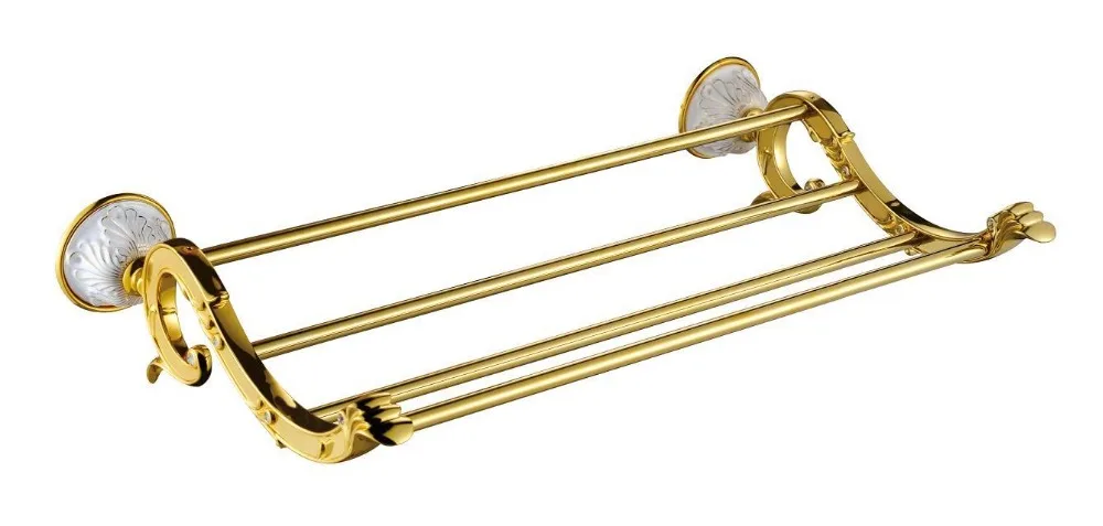 

FREE SHIPPING new design 24k GOLD WHITE CRYSTAL towel shelf