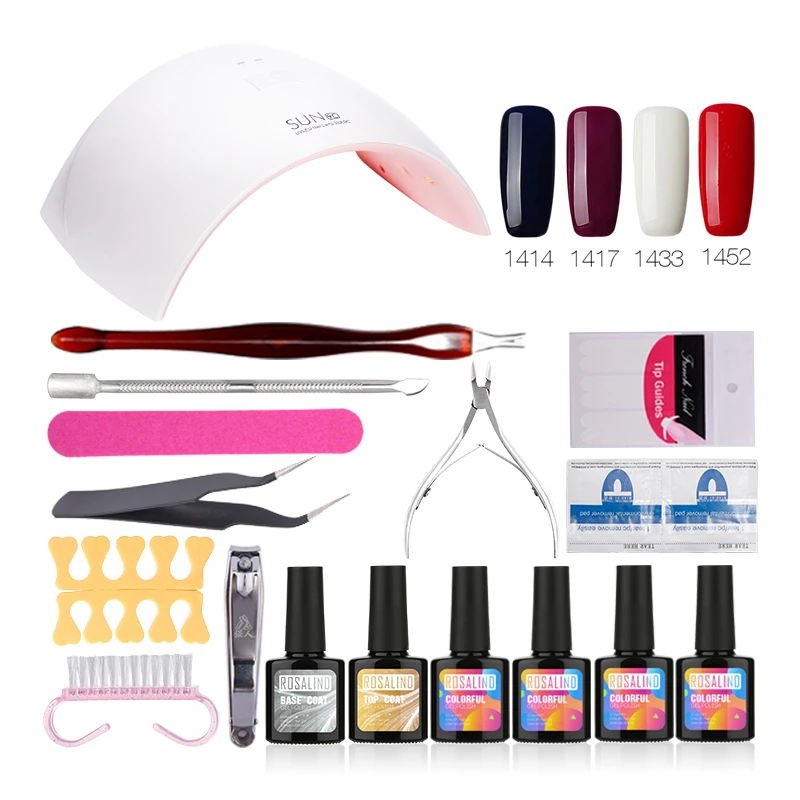 

ROSALIND 17Pcs/Lot SUN9W UV Led Nail Art Tools Any 4 Colors Gel Set DIY Nail Design UV Nail Manicure Kit