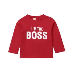 Я босс дети для маленьких мальчиков девушка футболки пуловер с длинными рукавами футболки одежда От 1 до 6 лет
