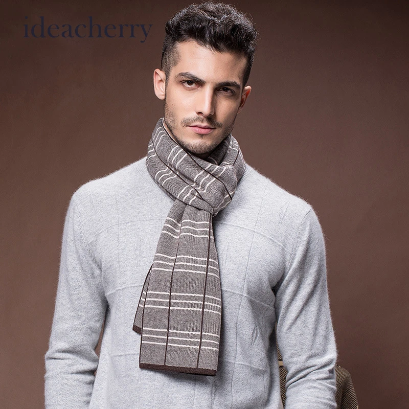 IdeaCherry Tartán Bufandas Hombres de Invierno Nueva Marca de Moda 2017 de Los Hombres A Cuadros para Hombres Diseño Acogedor Caliente Larga de Algodón de impresión bufanda|printed novelties|printed leopard print -