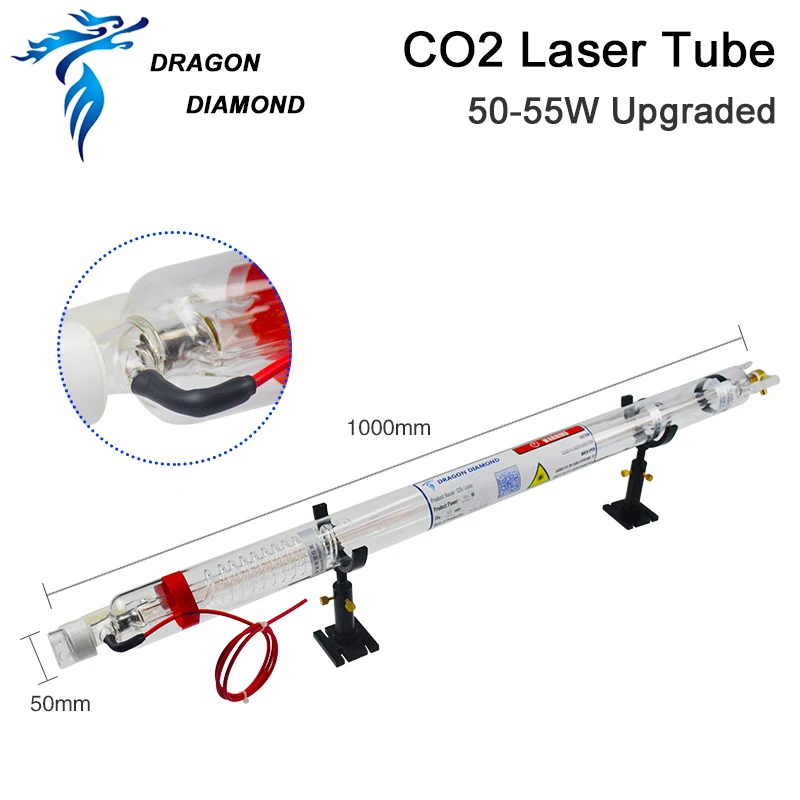 

Original Upgraded 50W-55W CO2 Laser Tube Length 1000mm Diameter 55mm For CO2 Laser Engraving Cutting Machine