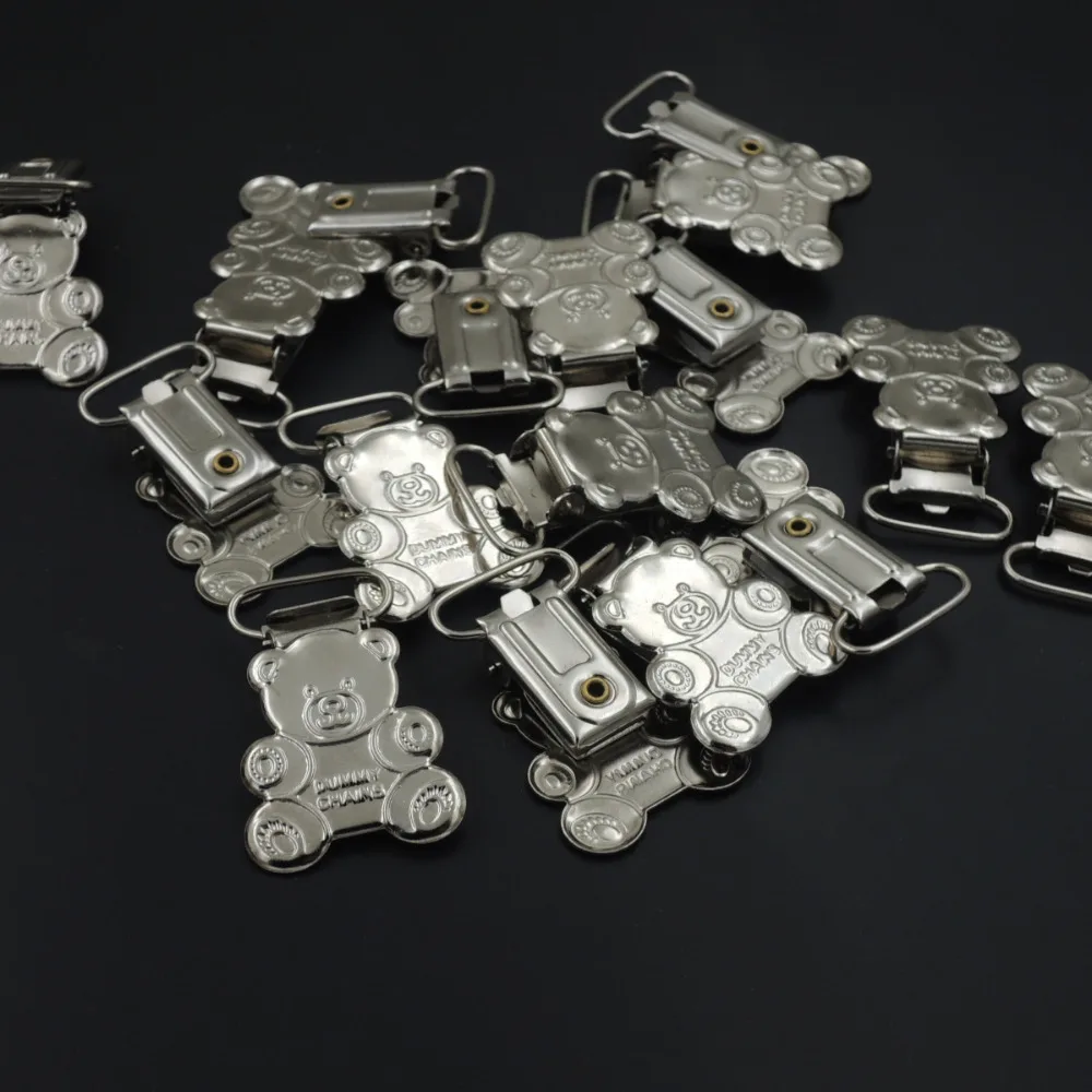 Металлический зажим для пустышки в форме медведя 25 шт.|pacifier holder|infant sootherteether clip |