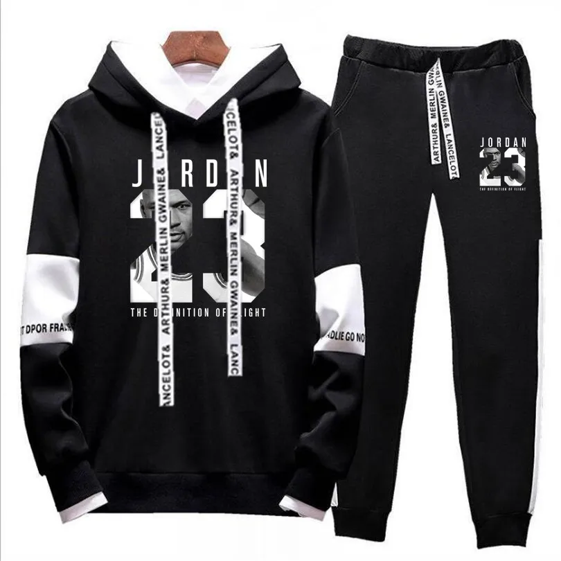 

2019 Spring Autumn Men Tracksuits Outwear Hoodies JORDAN 23 Sportwear Sets Male Sweatshirts Men Set Clothing+Pants plus size 4XL