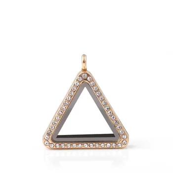 

Top Quality Triangle Shape Alloy Floating Locket With Rhinestone Living Memory Floating Charm Locket Pendant 10pcs