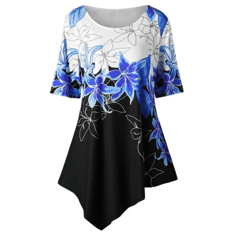 

T Shirt Women Plus Size 5xl Women Clothing O Neck Short Sleeve Floral Print Shirt Female Ladies Tops Poleras de Mujer moda 2018