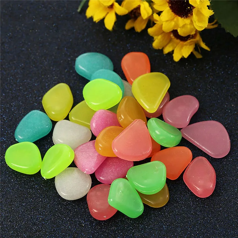 Multicolor Glow In The Dark Garden Pebbles Glow Stones Rocks for Walkways Garden Path Patio Lawn Garden Yard Decor Luminous