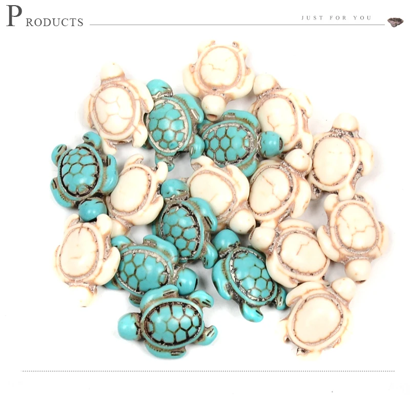 soosmith White Blue Turtle Shape Synthetic Stone Bead Loose Spacer Beads For Jewelry Making Natural Stone Beads Diy Accessories (2)