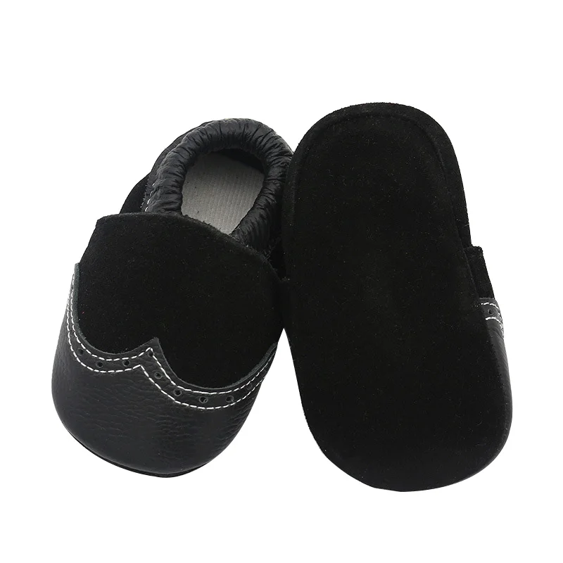 Модная детская обувь для девочек и мальчиков; нескользящие мокасины из натуральной кожи для малышей; сезон весна-осень; обувь для малышей; 1 пара - Цвет: Patch black shoes