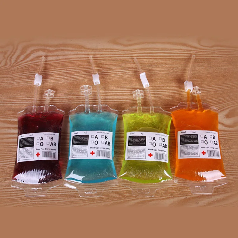 

1Pc 300ML Transparent Blood Bag PVC Reusable Blood Energy Drink Bag Halloween Decoration Vampire Props horror Party Supplies