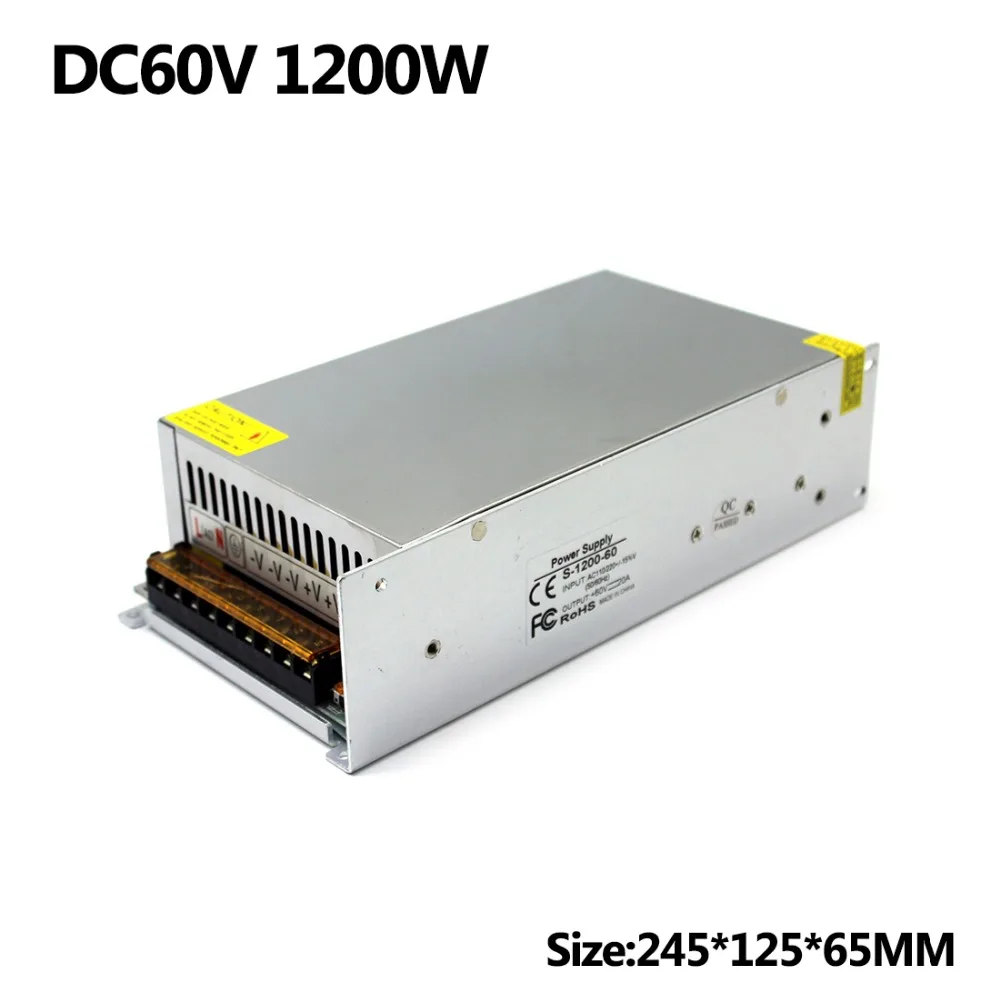 

AC-DC 60V Power Supply 20A Adapter AC110V 220V Transformer DC60V 1200W LED Driver Switching Power Supply Motor