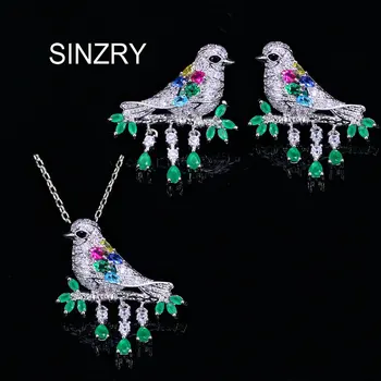 

SINZRY NEW creative Cubic Zirconia tassel bird earrings Pendant Necklaces Jewelry sets fashion costume jewelry for women