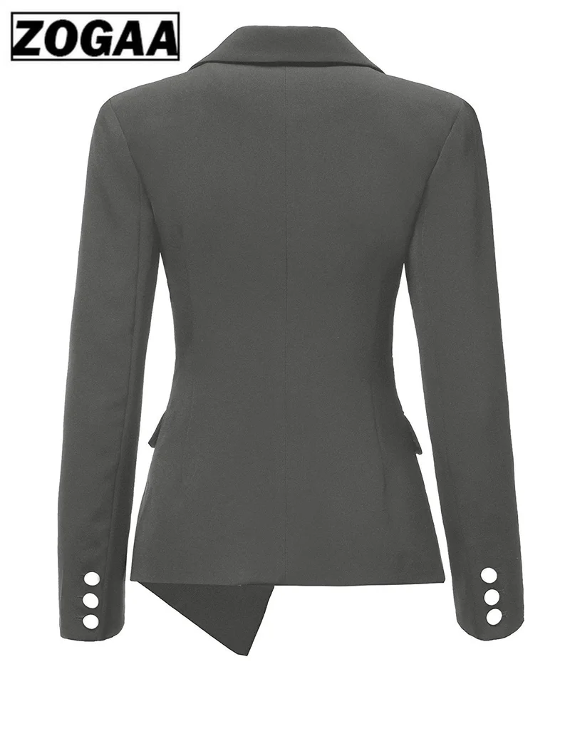 New women's long sleeve asymmetrical lapel blazer for fall 2019