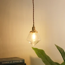 EL forma de diamante de cristal Vintage colgante de latón lámpara dormitorio sala de estar iluminación interior