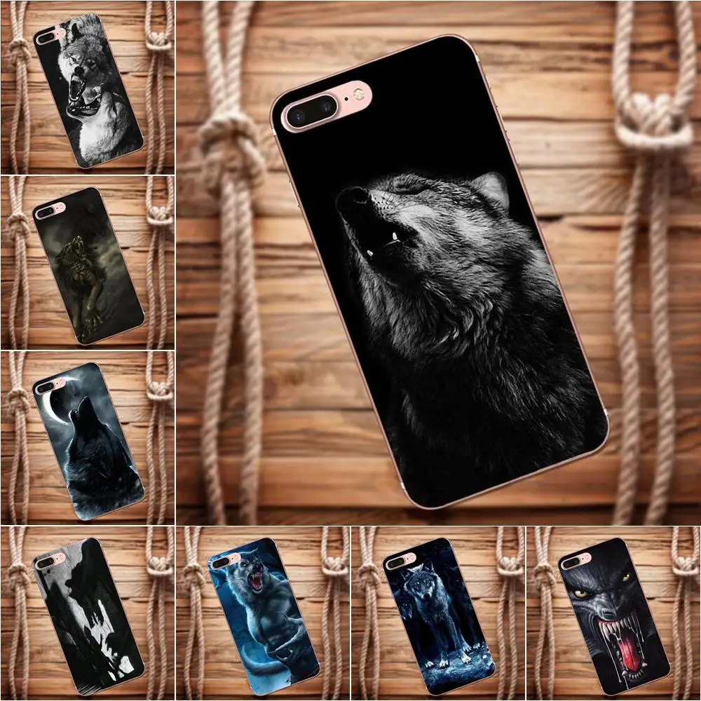

For Apple iPhone 4 4S 5 5C 5S SE 6 6S 7 8 Plus X For Moto G G2 G3 Luxury High-End Protector Phone Case Wolf Roar In The Night
