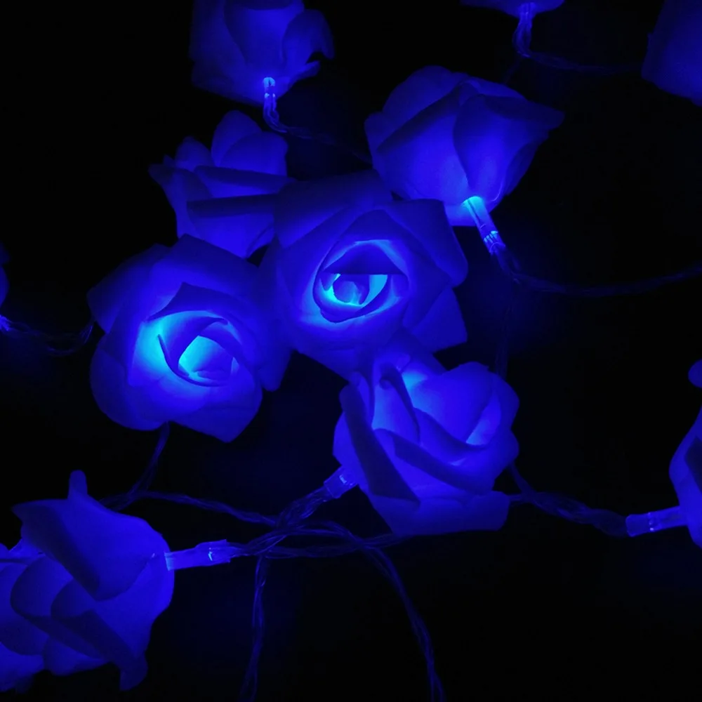 YIYANG 2M 20 Roses Flower Garland LED Holiday String Lights Valentine Birthday Wedding Party Decoration Economic Battery Lights