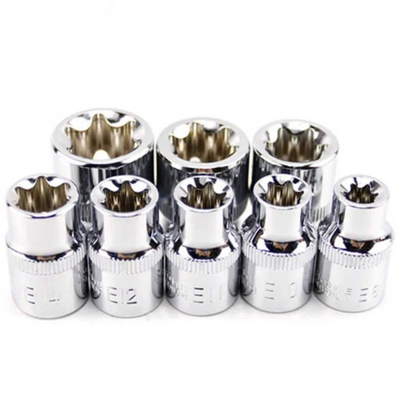 Новинка 3/8 дюйма(10 мм) Torx Star Bit Female E Socket Set E8, E10, E11, E12, E14, E16, E18, E20