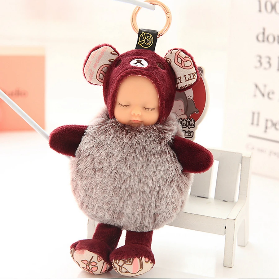 Кроличья шерсть мягкая игрушка Кнопка ключа плюшевый спальный ребенок висящий мешочек для украшений Подвеска детская кукла игрушка