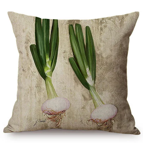Nordic Farm Autumn Harvest Crops Oil Painting Art Style Decorative Cushion Cover Chili Olive Radish Linen Sofa Throw Pillow Case K118-12