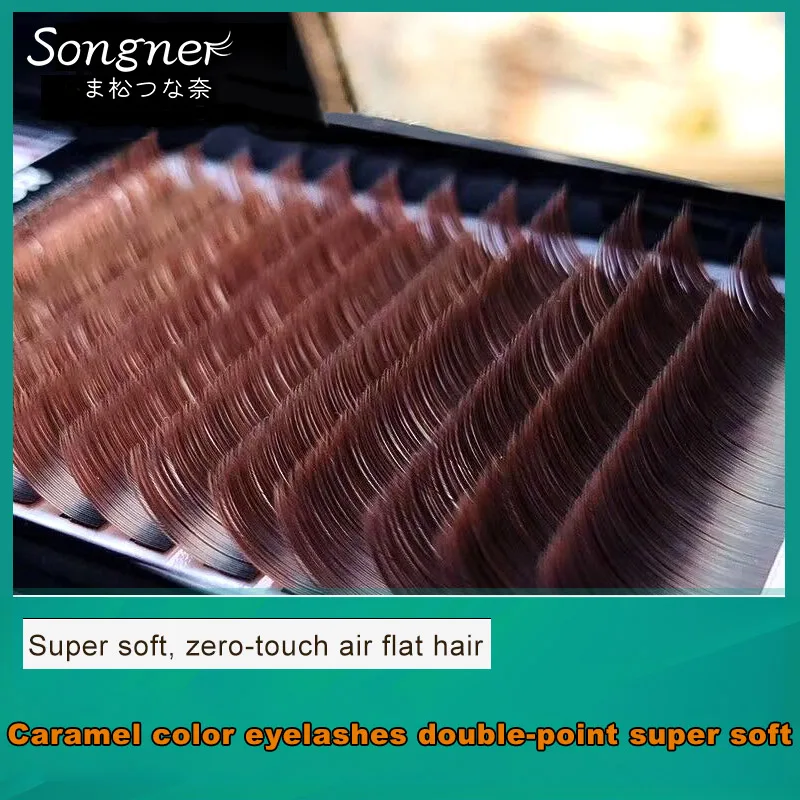 

Songnai Grafting Eyelashes Caramel Color Single Flat Eyelashes Thick Water Mink Super Soft Double Hair Tip False Eyelashes Mixed