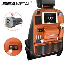 Аксессуары для автомобильного сиденья, органайзер для интерьера, авто сумка для хранения на заднее сиденье, Универсальный дорожный карман, 4 USB зарядка, мобильный телефон для детей