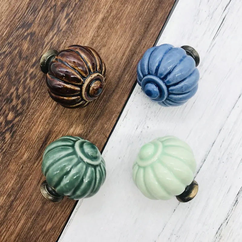 

1pcs Single Hole Round Ceramic Door Handles Euro-Style Kitchen Cabinet Knob Furniture Drawer Handle Pulls for Kids Room 34mm Dia