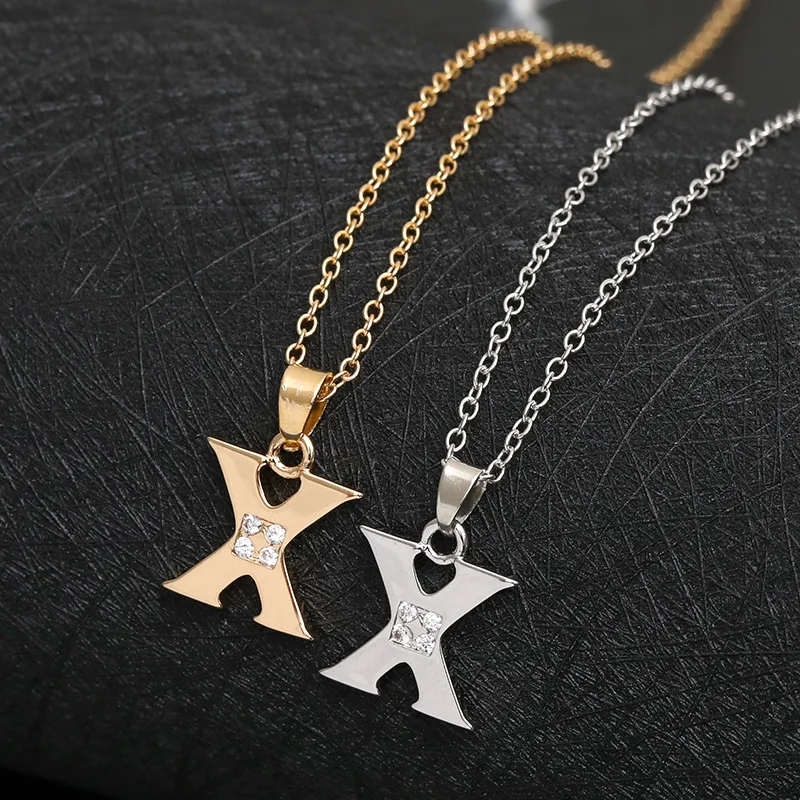 

Tiny Swirl Initial Alphabet Letter X Necklace 26 English Cursive Luxury Monogram Name Letters Word Chain Necklaces