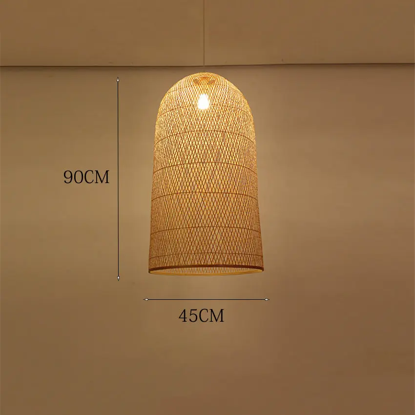 Японский бамбуковый художественный подвесной светильник светодиодный деревянный Плетеный подвесной светильник для столовой домашняя комнатная Подвесная лампа для кухни светильник - Цвет корпуса: E 45CM