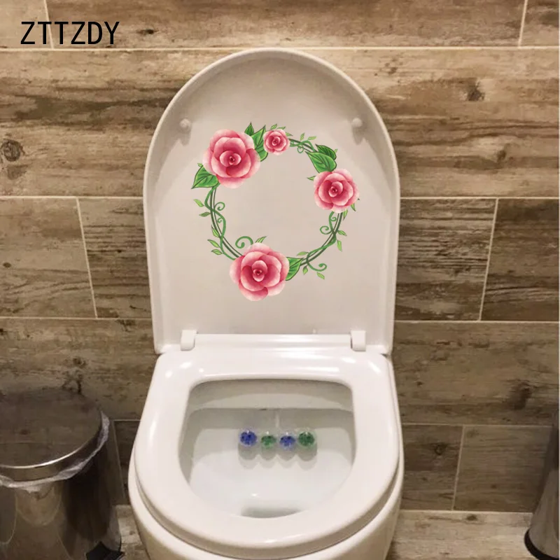 

ZTTZDY 19.3*20.5CM Beautiful Wreath Modern Art Bedroom Wall Sticker Toilet Seat Stickers T2-0165