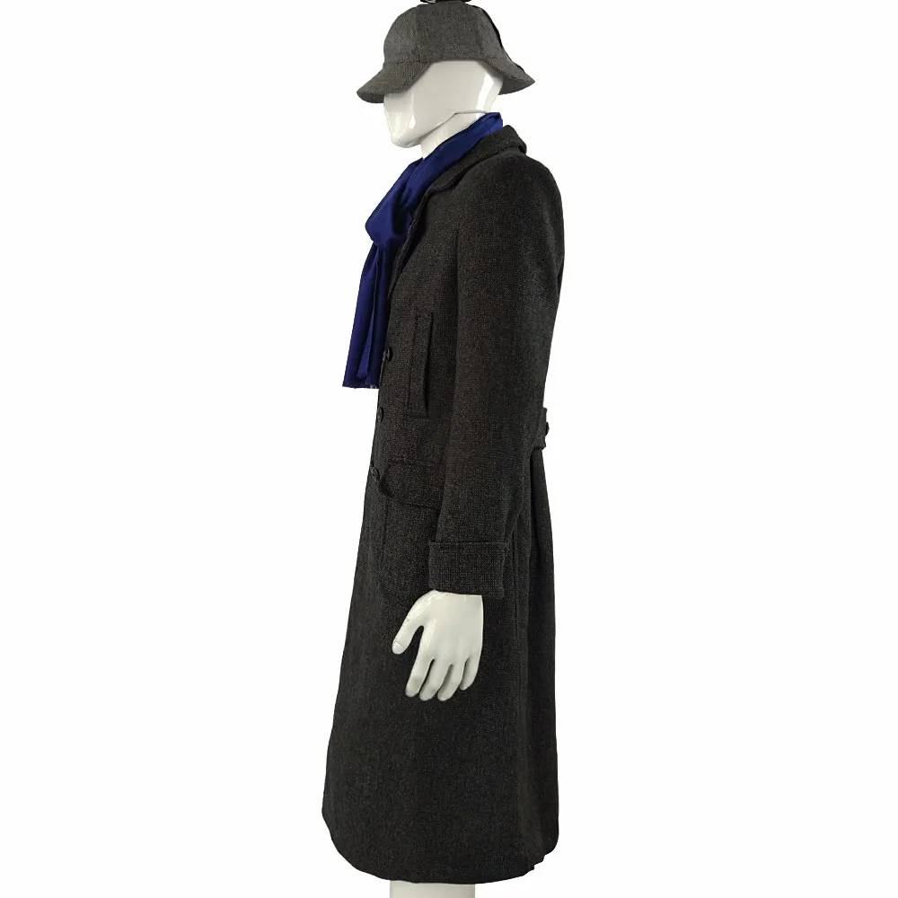 Sherlock Holmes Cape Coat Costume Cosplay Jacket Wool Christmas Gift With Scarf6