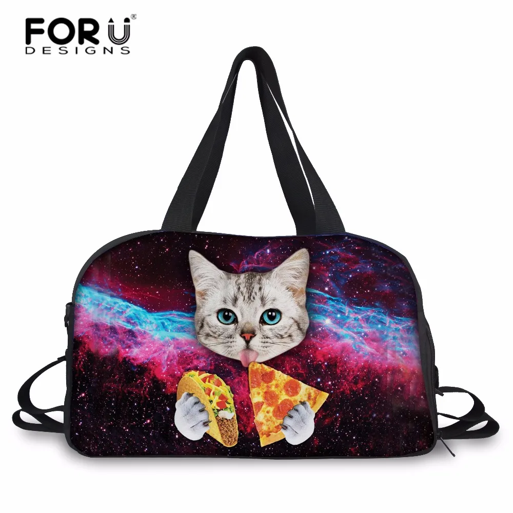 FORUDESIGNS Cute Cat Printing Women Big luggage Bag Female Travel Duffle Bag Teen Girls Carry on ...