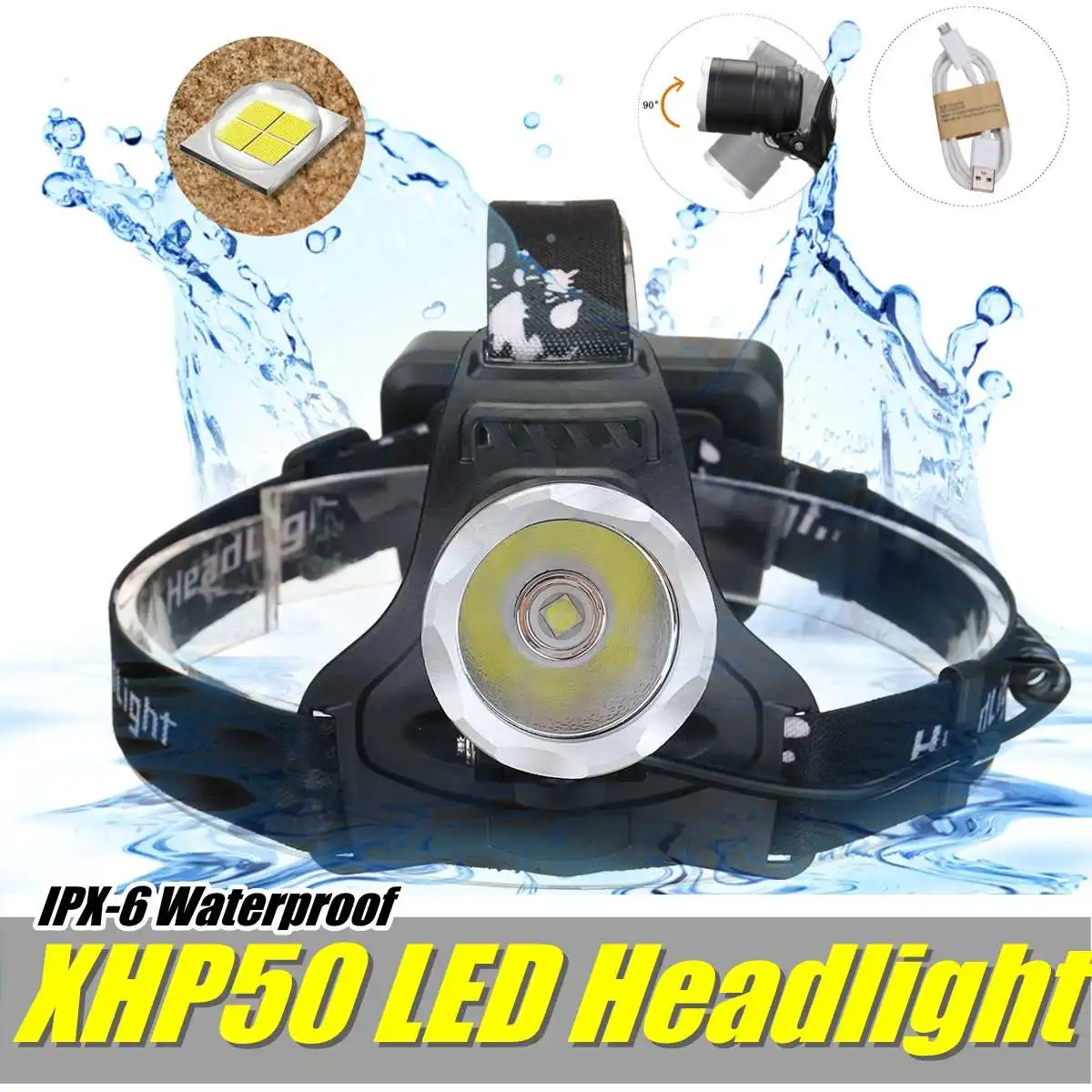 

t6 headlight 3 modes 180000lm LED Smuxi headlamp head light waterproof flashlight use 18650 for hunting cycling camping