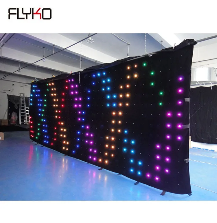 2mx6m wedding stage decoration led video curtain P18cm viewing screen
