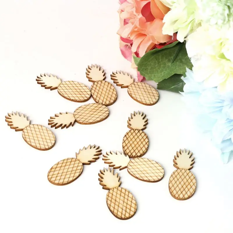 10pcs Pineapple Wooden Slices Crafts DIY For Handmade Scrapbook Home Decoration Ornaments Embellishment