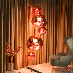 Современный стеклянный подвесной светильник Lava подвесной светильник в спальню, гостиная, светодиодный подвесная люстра в форме шара