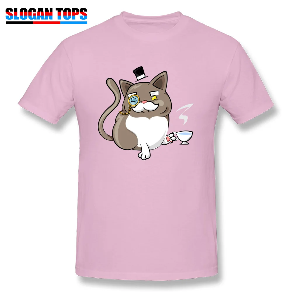 Party Fancy Cat Crewneck T Shirt Summer Fall T Shirt Short Sleeve for Men 2018 Fashion 100% Cotton Camisa T-shirts Fancy Cat pink