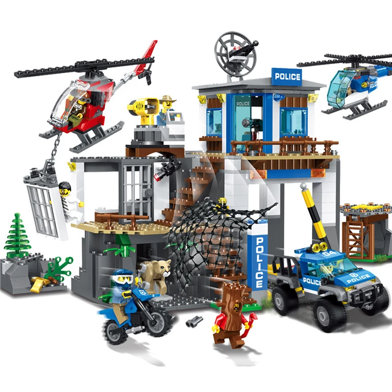 

Police City Series The Mountain Police Headquater Set Fit For Legoings Building Blocks Bricks Toys Model For Kids Children Gifts