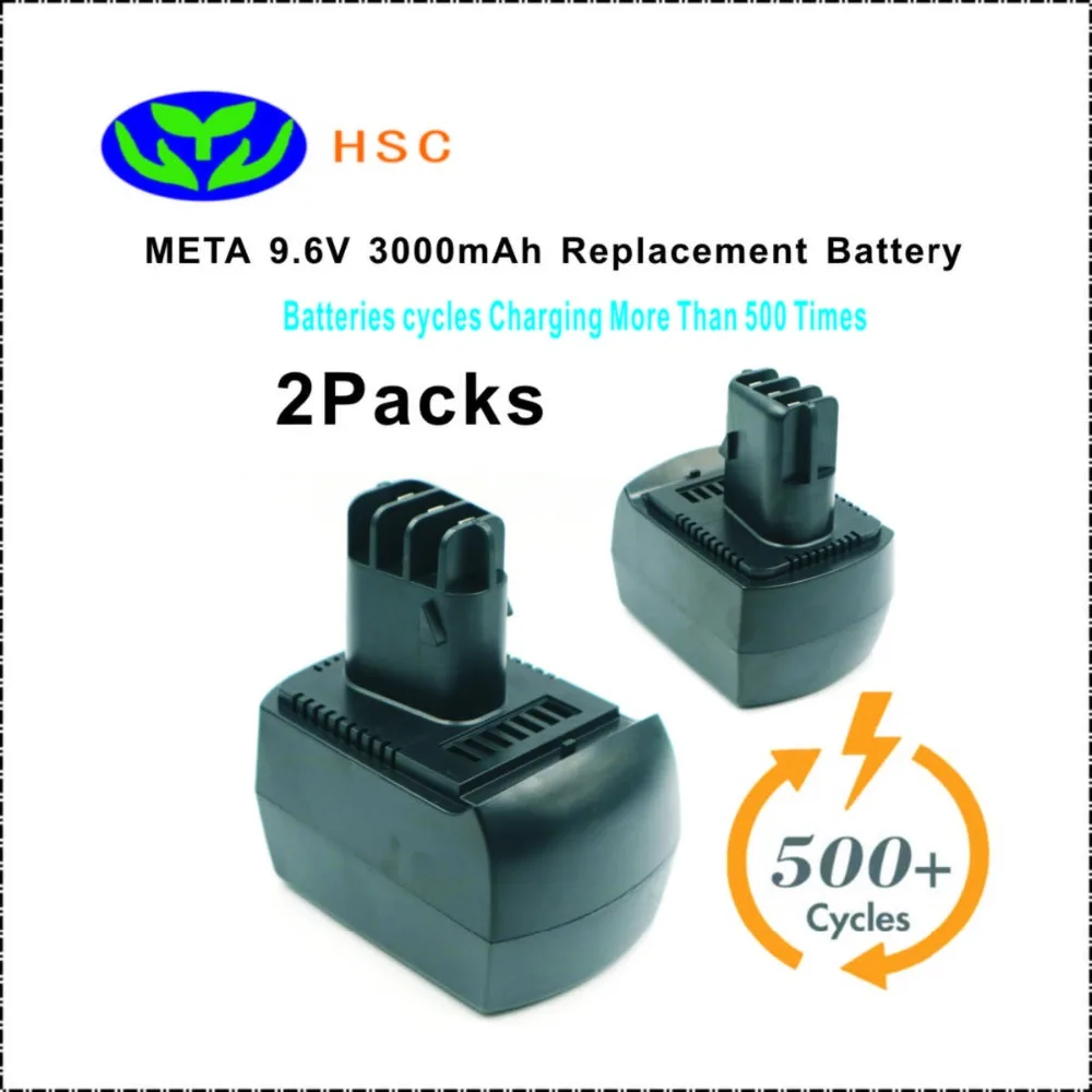 

2PCS 3.0Ah rechargeable battery MET9.6A NiMh Battery 9.6V Replacement for METABO 6.25471 6.31746 6.31728 6.31775 ME974 Battery