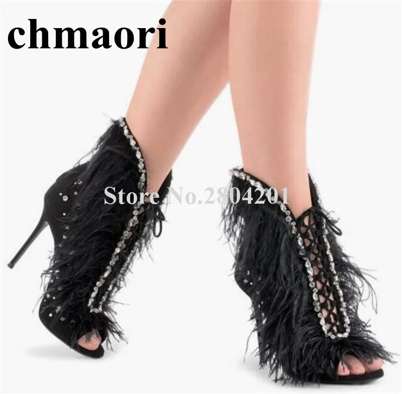 

Spring/Autumn Lace- UP Cross-Strap fashion Fringe shoes cover heel Crystal thin heels solid sexy dress woman sandals