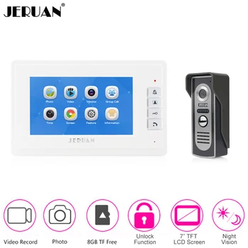 

JERUAN Wired Home 7 inch Color Screen Vdeo Door Phone Record Intercom Entry system doorbell IR Camera English/Russian language