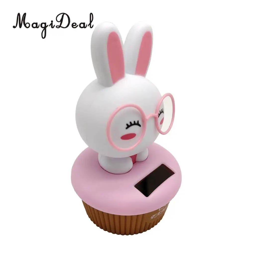 Cartoon Solar Powered Dancing Rabbit Animal Swing Figure Model Toy Dashboard Car Desk Decoration Pink