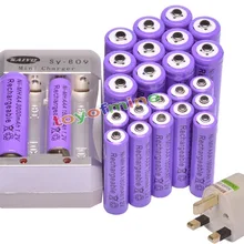 12x AA 3000 mAh+ 12x AAA 1800 mAh 1,2 V Ni-MH фиолетовый аккумулятор+ USB зарядное устройство