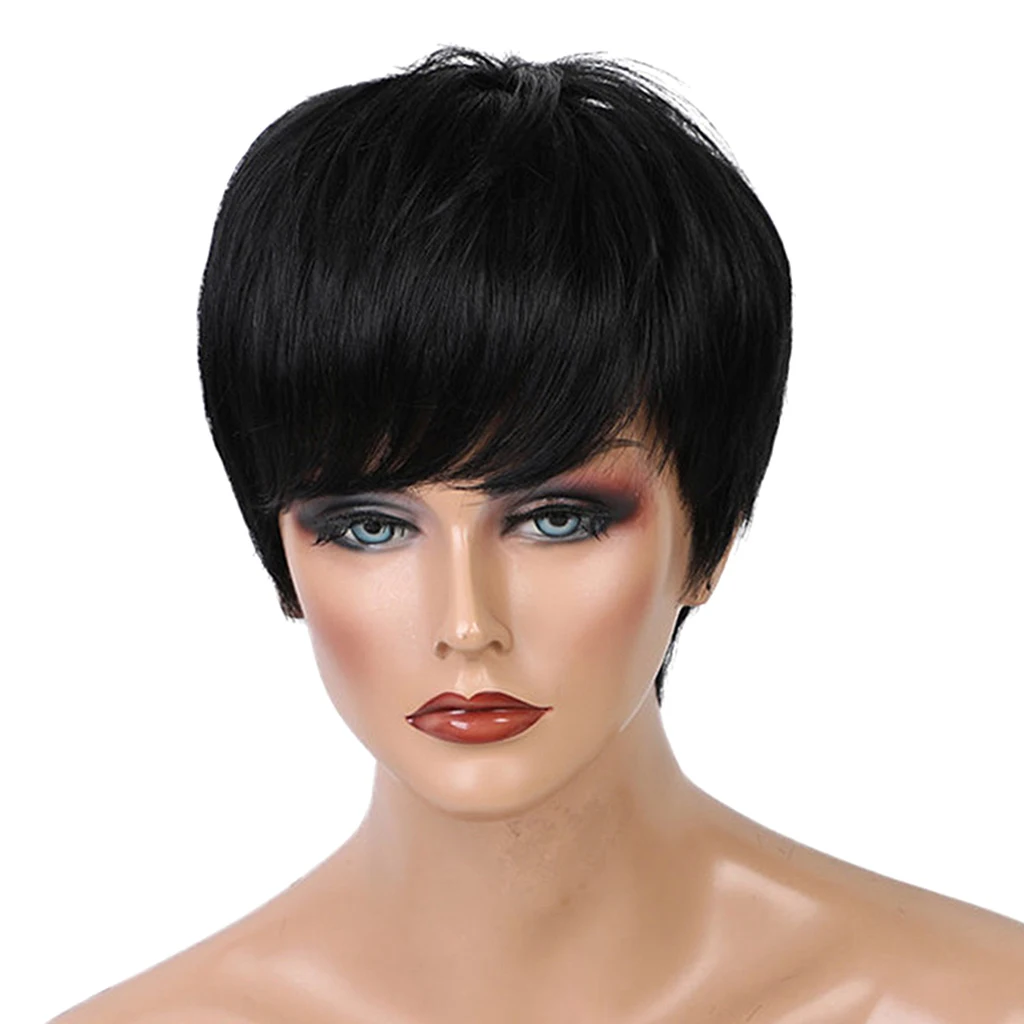 

Real Human Hair Wigs For Women,Natural Straight Hair Black Wig With Bangs,Hair Styling Accessories Hair Extensions Wigs