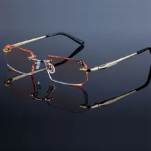 Модные очки, алмазная обрезка, без оправы, очки по рецепту, оптическая оправа для очков для мужчин, очки