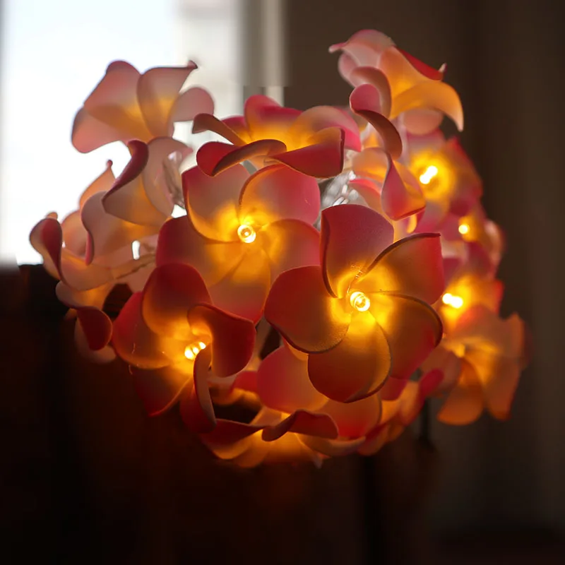 3M 24LED String Lights Battery Powered Hawaiian Foam Artificial Plumeria Flower Fairy for Wedding Garland Party Home Decor 3M 24LED String Lights Battery Powered Hawaiian Foam Artificial Plumeria Flower Fairy for Wedding Garland Party Home Decor