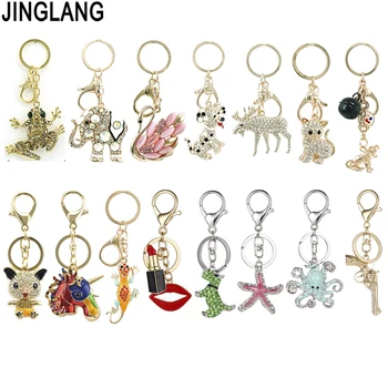 

JINGLANG Retail and wholesale Hybrid Animal Keyring Couple Travel Keychain 2019 New Key Ring Fashion Bag Pendant The Best Gifts