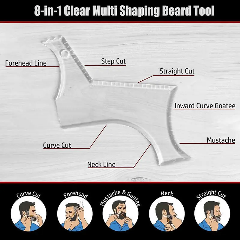 Новое поступление, мужские шаблонные расчески для придания формы бороде, прозрачные мужские расчески для бороды, инструмент для красоты волос, шаблоны для стрижки бороды